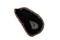 Срез Агата природного, оттенок чёрный, 61х37х6мм, отверстие 2мм, 37-399, 1шт