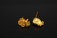 Гвоздики основы для серег Роза 14х11мм, отверстие 1мм, цвет золото, латунь, 21-054, 1 пара