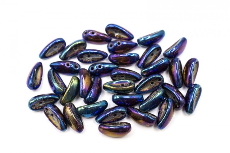 Бусины Chilli beads 4х11мм, два отверстия 0,9мм, цвет 23980/21435 черный/синий ирис, 702-025, 10г (около 35шт) Бусины Chilli beads 4х11мм, два отверстия 0,9мм, цвет 23980/21435 черный/синий ирис, 702-025, 10г (около 35шт)