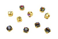 Шатоны Preciosa Maxima 3,2мм в оправе, цвет crystal VM/gold, 63-239, 10шт