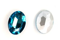 Кристалл Овал 25х18мм, цвет бирюзовый, стекло, 26-346, 2шт