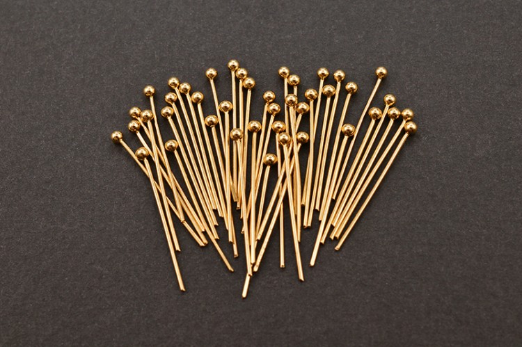 Штифты для бижутерии с шариком 22х0,6мм, цвет золото, хирургическая сталь, 30-143, 3г (около 42шт) Штифты для бижутерии с шариком 22х0,6мм, цвет золото, хирургическая сталь, 30-143, 3г (около 42шт)