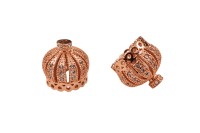 Концевик Корона 13х14мм, внутренний диаметр 9мм, отверстие 1мм, цвет розовое золото, латунь/стразы цирконий, 01-351, 2шт