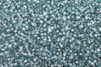 Бисер китайский круглый размер 12/0, цвет 1096 голубой, прозрачный, серебряная линия внутри, 450г