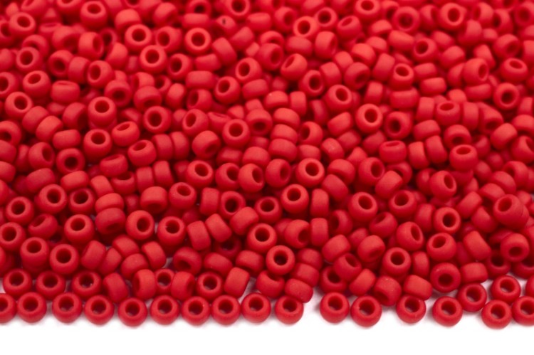 Бисер японский MIYUKI круглый 15/0 #0408F красный, матовый непрозрачный, 10 грамм Бисер японский MIYUKI круглый 15/0 #0408F красный, матовый непрозрачный, 10 грамм