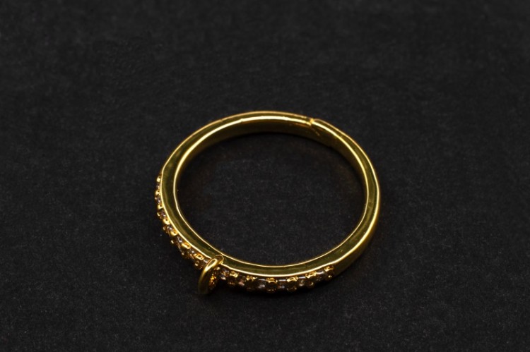 Основа для кольца 1 петелька 17мм (регулируется), петельки 1х1,5мм, цвет золото, латунь, 15-028, 1шт Основа для кольца 1 петелька 17мм (регулируется), петельки 1х1,5мм, цвет золото, латунь, 15-028, 1шт
