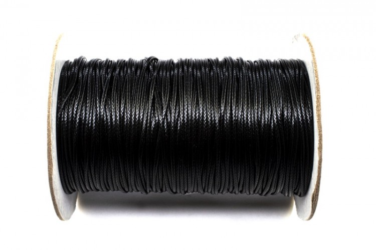 Шнур вощеный толщина 1,5мм, цвет черный, полиэфир, 53-021, 1 метр Шнур вощеный толщина 1,5мм, цвет черный, полиэфир, 53-021, 1 метр