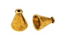 Концевик Конус 18х15мм, внутренний диаметр 11мм, отверстие 2мм, цвет античное золото, сплав металлов, 01-158, 2шт