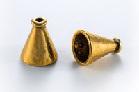 Концевик Конус 18х15мм, внутренний диаметр 11мм, отверстие 2мм, цвет античное золото, сплав металлов, 01-158, 2шт