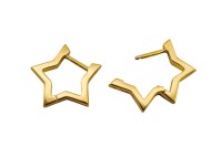 Серьги Конго Звезда 17х20х3мм, латунь, позолота, 21-443, 1 пара
