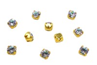Шатоны Preciosa Maxima 3,2мм в оправе, цвет crystal VL/gold, 63-238, 10шт