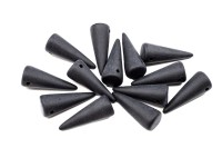 Бусины Spike beads 17х7мм, отверстие 0,8мм, цвет 23980/84100 матовый чёрный непрозрачный, 757-014, 10г (около 13шт)