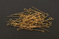 Штифты для бижутерии с петелькой 30х0,7мм, отверстие 2мм, цвет золото, хирургическая сталь, 30-144, 5г (около 50шт)