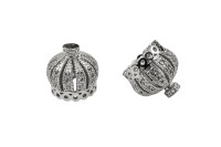 Концевик Корона 13х14мм, внутренний диаметр 9,5мм, отверстие 1мм, цвет платина, латунь/стразы цирконий, 01-353, 2шт