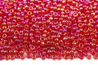 Бисер японский MIYUKI круглый 15/0 #0254 красный, радужный прозрачный, 10 грамм