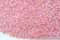 Бисер чешский PRECIOSA круглый 11/0 08273 розовый прозрачный, серебряная линия внутри, 50г