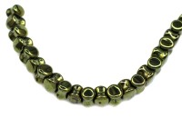 Бусины Pellet beads 6х4мм, отверстие 0,5мм, цвет 23980/14495 зеленый непрозрачный блестящий, 732-008, 1 нить (около 30шт)