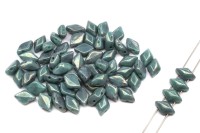 Бусины GemDuo 8х5мм, отверстие 0,8мм, цвет 63130/15495 Turquoise Green Red Terracotta, 709-126, 10г (около 64шт)