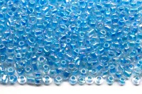 Бисер китайский круглый размер 12/0, цвет 0217 прозрачный, голубая линия внутри, радужный, 450г