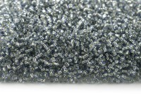 Бисер китайский круглый размер 12/0, цвет 0042А серый прозрачный серебряная линия внутри, 450г