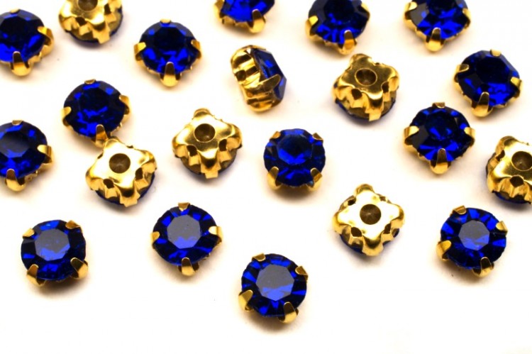 Шатоны Astra 6мм пришивные в оправе, цвет 25 синий/золото, стекло/латунь, 62-032, 40шт Шатоны Astra 6мм пришивные в оправе, цвет 25 синий/золото, стекло/латунь, 62-032, 40шт