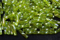 Бисер японский Miyuki Twisted Bugle 2,7х12мм #0258 chartreuse, радужный прозрачный, 10 грамм