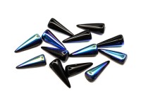 Бусины Spike beads 17х7мм, отверстие 0,8мм, цвет 23980/28701 чёрный/AB радужный, 757-013, 10г (около 13шт)