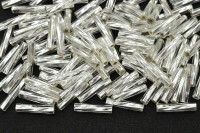 Бисер японский Miyuki Twisted Bugle 2,7х12мм #0001 хрусталь, серебряная линия внутри, 1 упаковка (около 13 грамм)