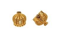 Концевик Корона 13х14мм, внутренний диаметр 9мм, отверстие 1мм, цвет золото, латунь/стразы цирконий, 01-352, 2шт