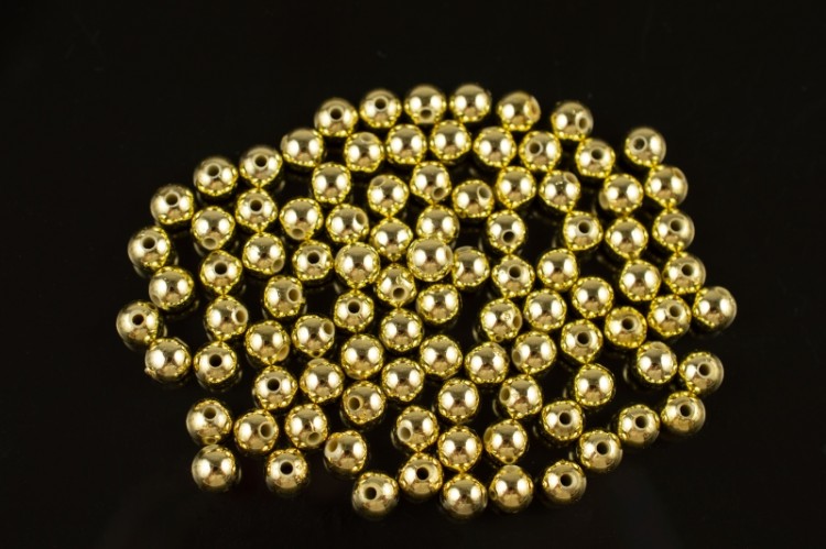Бусины акриловые круглые 6мм, отверстие 1мм, цвет золото, гальваническое покрытие, 528-003, 10г (около 90шт) Бусины акриловые круглые 6мм, отверстие 1мм, цвет золото, гальваническое покрытие, 528-003, 10г (около 90шт)