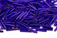 Бисер чешский PRECIOSA стеклярус 37100 15мм синий, серебряная линия внутри, 50г