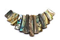 Набор бусин из перламутра 72х30х4мм, отверстие 0,8мм, цвет зеленый/бежевый, 526-019, 1уп (около 13шт)