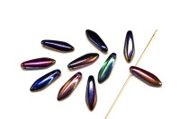 Бусины Dagger beads 16х5мм, отверстие 0,8мм, цвет 00030/95100 Crystal/Magic Blue, 736-083, 10шт