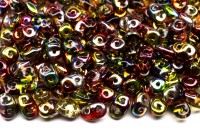 Бусины SuperDuo 2,5х5мм, отверстие 0,8мм, цвет 00030/95600 Magic Red Yellow, 706-138, 10г (около 120шт)