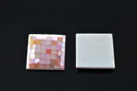 Кабошон из перламутра квадратный 15х15х3мм, цвет розовый, 2007-007, 1шт