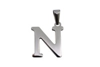 Подвеска-буква N 21х18х1,8мм, отверстие 3х7мм, цвет стальной, хирургическая сталь, 22-520, 1шт