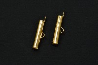 Концевик-трубочка с петелькой 20х6мм, внутренний диаметр 3мм, отверстие 1х2мм, цвет золото, 04-140, 2шт