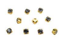 Шатоны Preciosa Maxima 3,2мм в оправе, цвет crystal Nightfall/gold, 63-236, 10шт