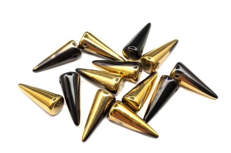 Бусины Spike beads 17х7мм, отверстие 0,8мм, цвет 23980/26441 черный/золотой непрозрачный, 757-012, 10г (около 13шт) Бусины Spike beads 17х7мм, отверстие 0,8мм, цвет 23980/26441 черный/золотой непрозрачный, 757-012, 10г (около 13шт)