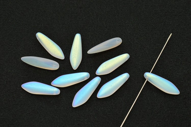 Бусины Dagger beads 16х5мм, отверстие 0,8мм, цвет 00030/28773 хрусталь АВ матовый радужный, 736-139, 10шт Бусины Dagger beads 16х5мм, отверстие 0,8мм, цвет 00030/28773 хрусталь АВ матовый радужный, 736-139, 10шт