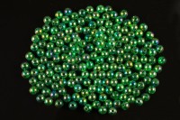 Бусины акриловые круглые 6мм, отверстие 1мм, цвет зеленый, прозрачные, радужное покрытие, 528-004, 10г (около 95шт)