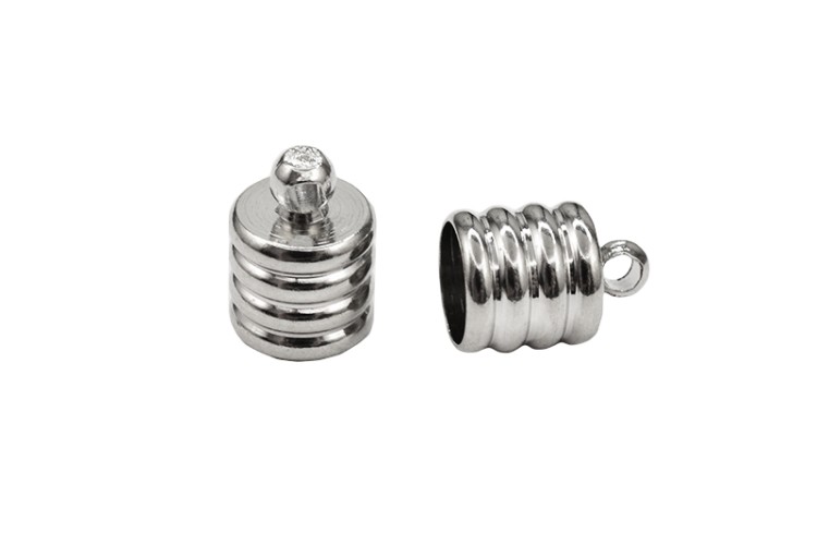 Концевик 11х8мм, внутренний диаметр 6,5мм, отверстие 1,5мм, цвет платина, латунь, 01-086, 2шт Концевик 11х8мм, внутренний диаметр 6,5мм, отверстие 1,5мм, цвет платина, латунь, 01-086, 2шт