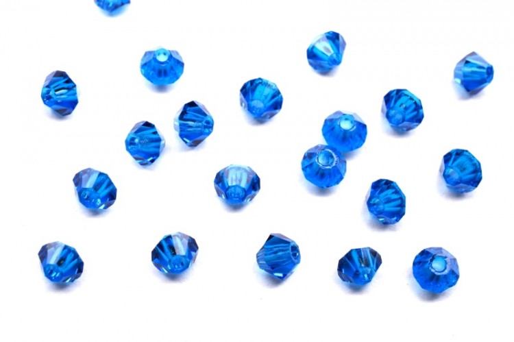 Бусины биконусы хрустальные 3мм, цвет CAPRI BLUE, 745-035, 20шт Бусины биконусы хрустальные 3мм, цвет CAPRI BLUE, 745-035, 20шт