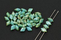 Бусины GemDuo 8х5мм, отверстие 0,8мм, цвет 63030/43500 Turquoise Blue Rembrandt, 709-124, 10г (около 64шт)