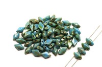 Бусины GemDuo 8х5мм, отверстие 0,8мм, цвет 63030/43500 Turquoise Blue Rembrandt, 709-124, 10г (около 64шт)