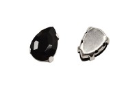 Кристалл Капля 10х7мм пришивной в оправе, цвет черный, стекло, 43-117, 2шт