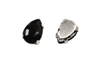 Кристалл Капля 10х7мм пришивной в оправе, цвет черный, стекло, 43-117, 2шт