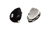 Кристалл Капля 10х7мм пришивной в оправе, цвет черный, стекло, 43-117, 2шт