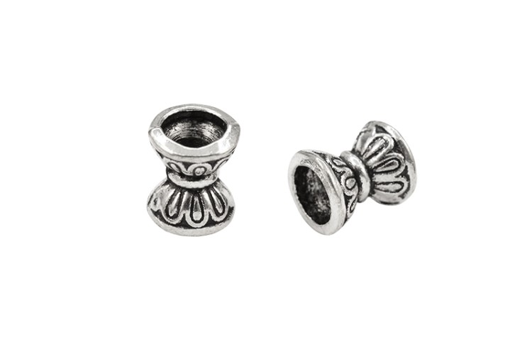 Обниматель для бусины Песочные часы 6х5х5мм, отверстие 1мм, внутренний диаметр около 4,5мм, цвет античное серебро, сплав металлов, 02-047, 10шт Обниматель для бусины Песочные часы 6х5х5мм, отверстие 1мм, внутренний диаметр около 4,5мм, цвет античное серебро, сплав металлов, 02-047, 10шт