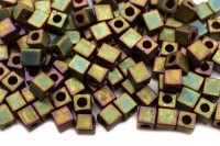 Бисер японский Miyuki Cube кубический 3мм #2035 хаки, металлизированный матовый ирис, 10 грамм